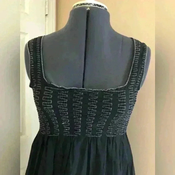 MAX STUDIO FESTIVAL EMBROIDERED BLACK WHITE SUMMER DRESS WOMEN M - Picture 2 of 7